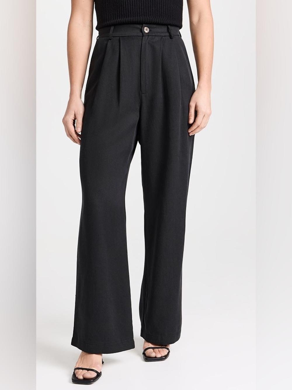 Reformation Mason Pants 4P Black Pleated Wide Leg Tencel Lyocell Petite
